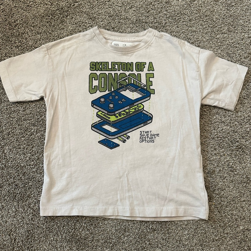Zara Console Graphic T-Shirt - White and Green